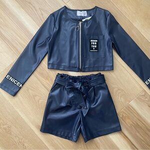 NWT GIRLS FAUX LEATHER SET/ SHORTS & JACKET